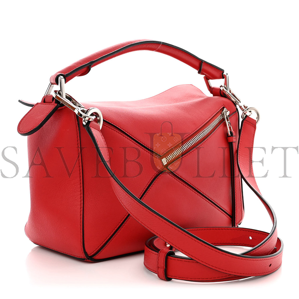 l*ew* calfskin small puzzle bag scarlet (24*16.5*10.5cm)
