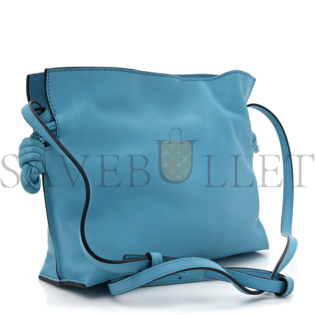 l*ew* calfskin mini flamenco knot bag cyan (22*18*7cm)