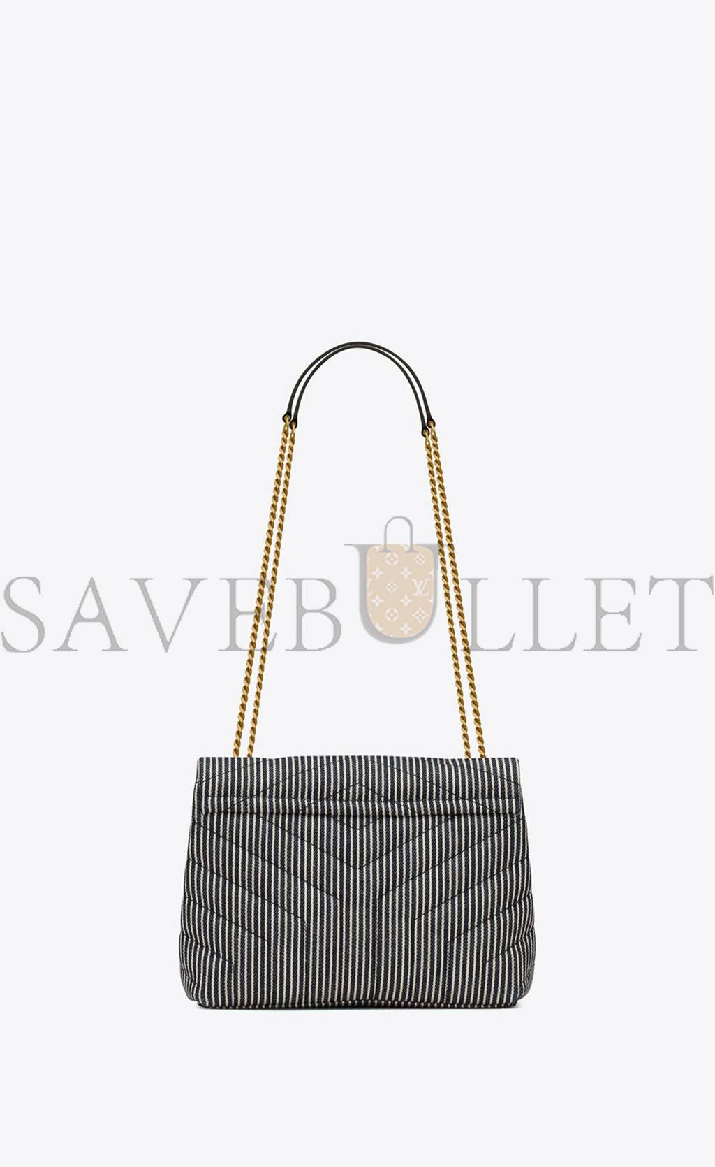 Y*L loulou small chain bag in quilted striped denim 494699faa7g4165 (23*17*9cm)