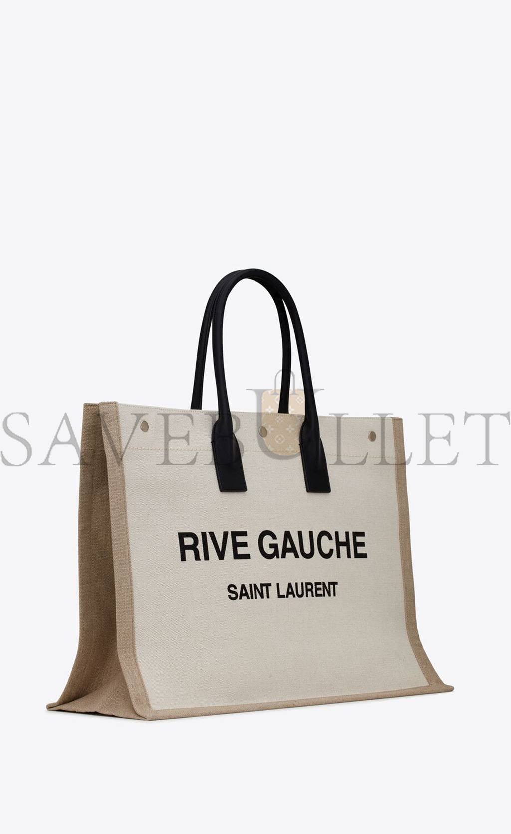 Y*L rive gauche tote bag in linen and leather 499290faabr9054 (48*36*16cm)