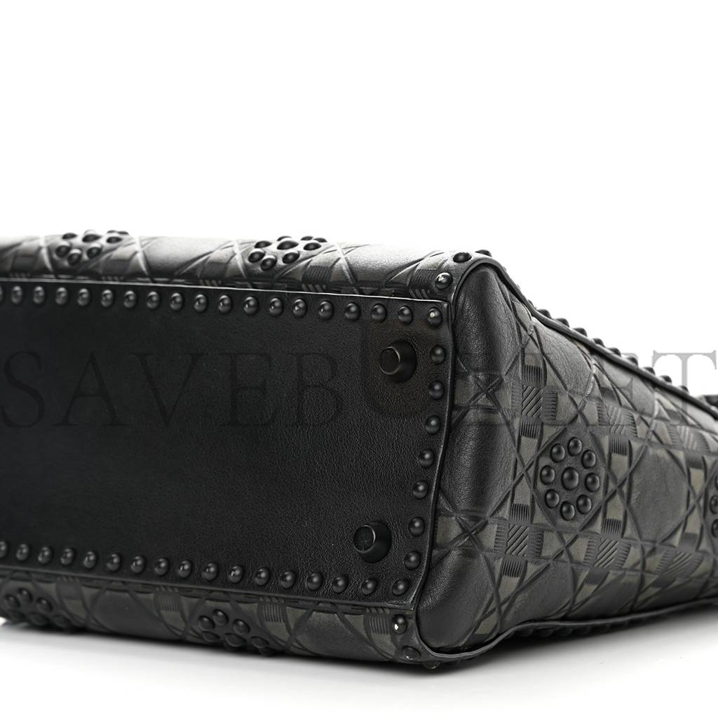 d*or calfskin cannage embossed studded medium S*pple lady d*or black (24*20*12.1cm)