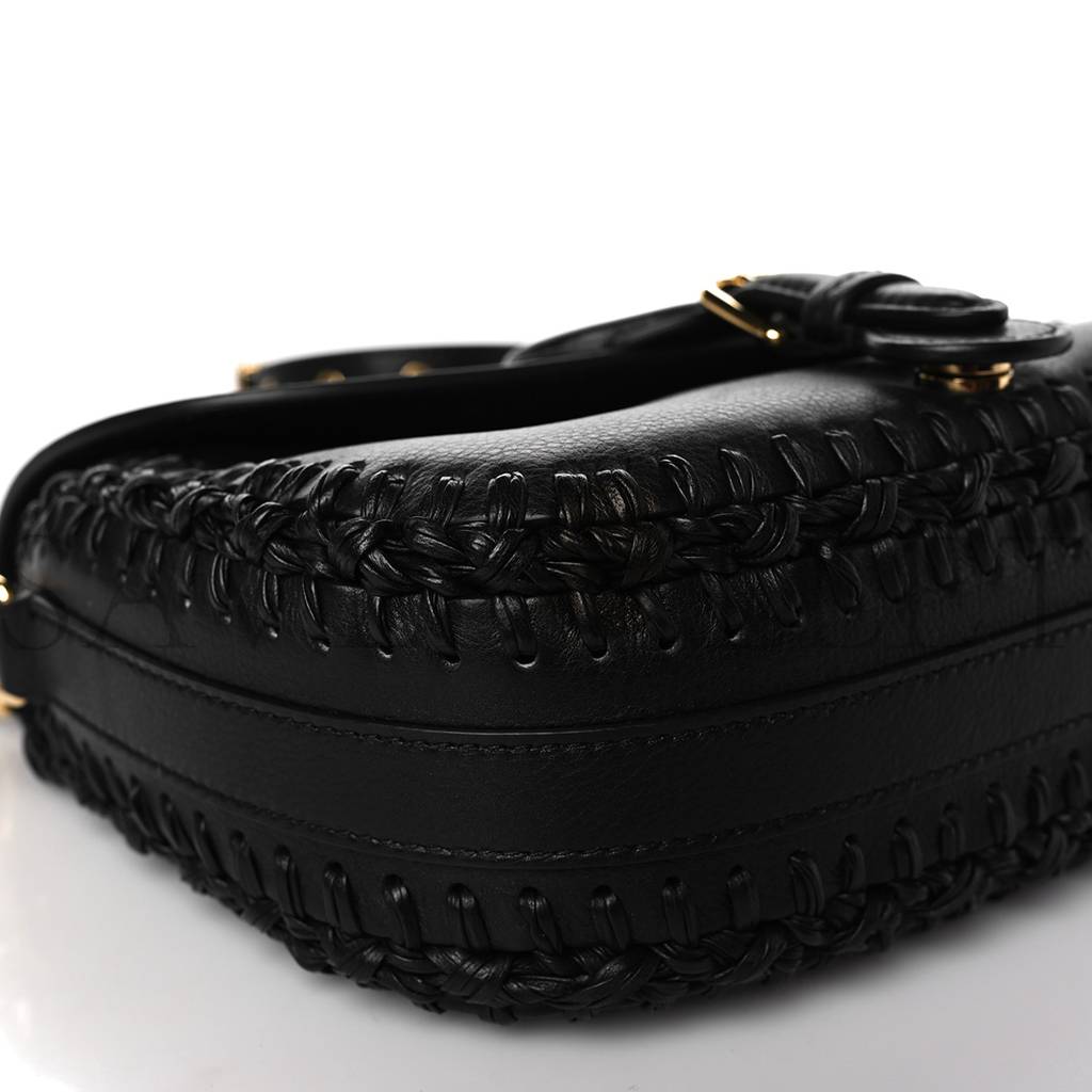 D*or grained calfskin medium whipstitched bobby bag black (21*18*5.7cm)