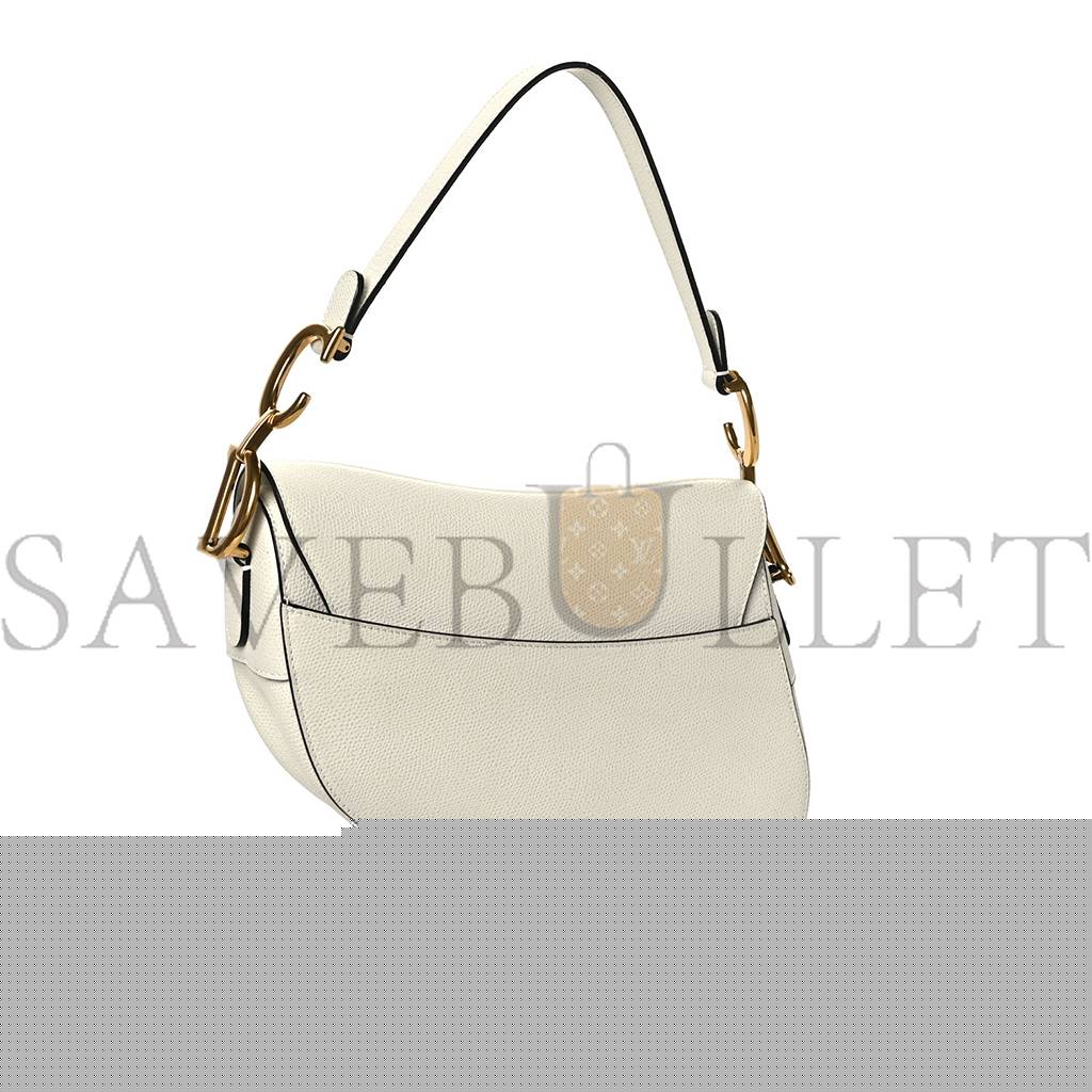 D*or grained calfskin saddle bag white (24*20*7cm)