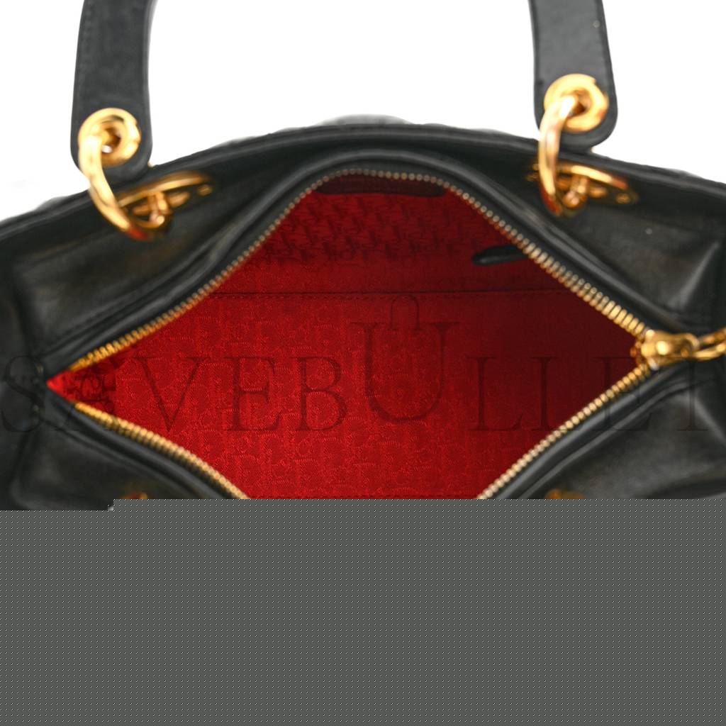 D*or lambskin cannage medium lady D*or black (24*20*12.7cm)