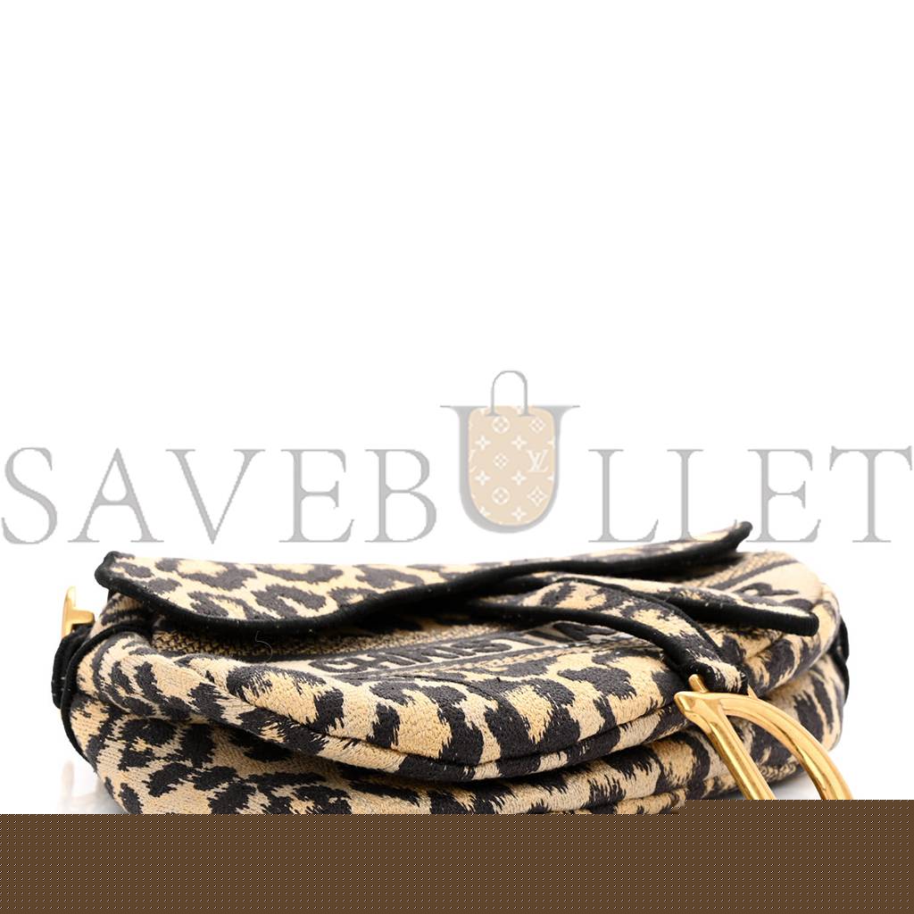 D*or canvas mizza embroidered saddle bag beige multicolor (25*20*6.4cm)