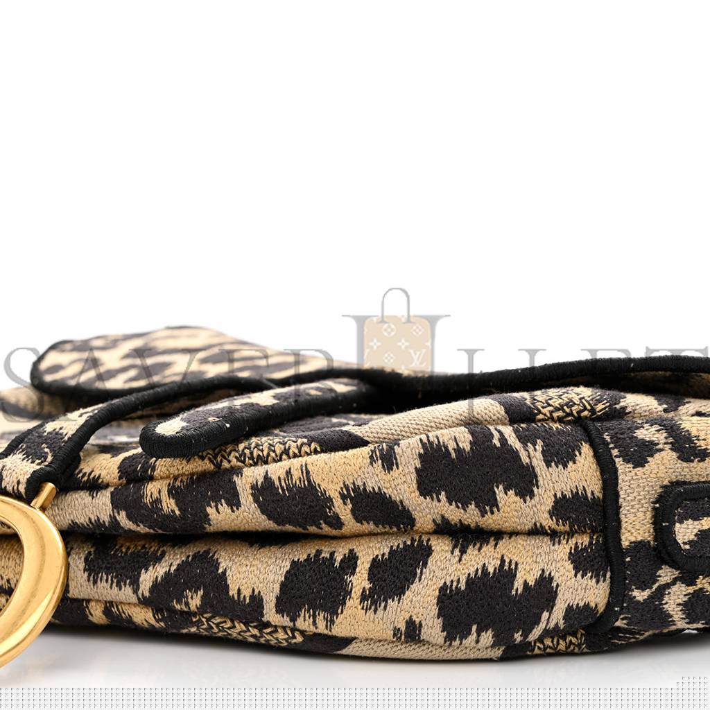 D*or canvas mizza embroidered saddle bag beige multicolor (25*20*6.4cm)