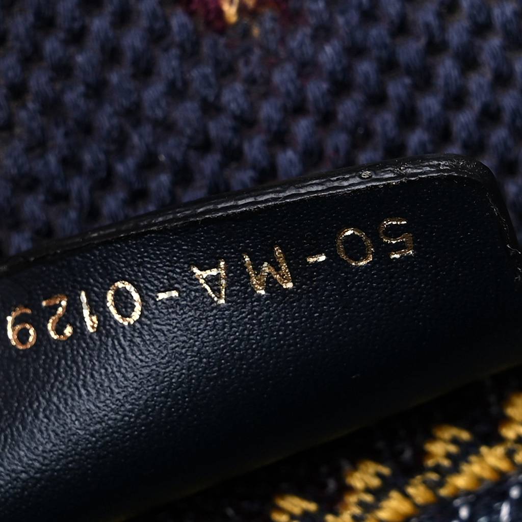 D*or canvas embroidered book tote blue multicolor (42*34*17.8cm)