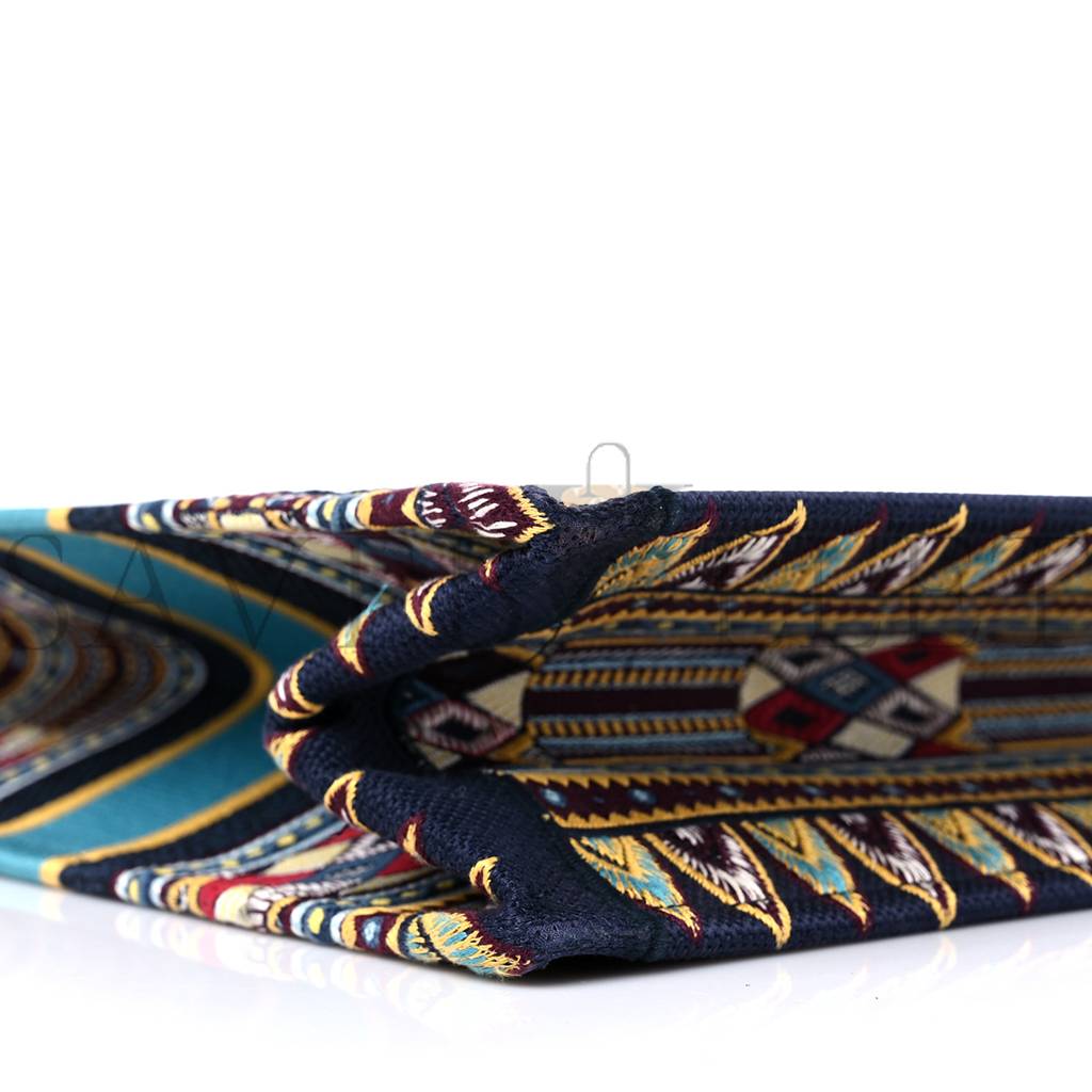 D*or canvas embroidered book tote blue multicolor (42*34*17.8cm)