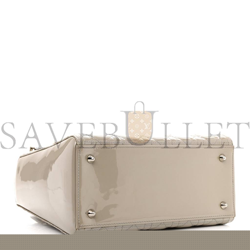D*or pearlized patent cannage medium lady D*or grey (23*20*11.4cm)