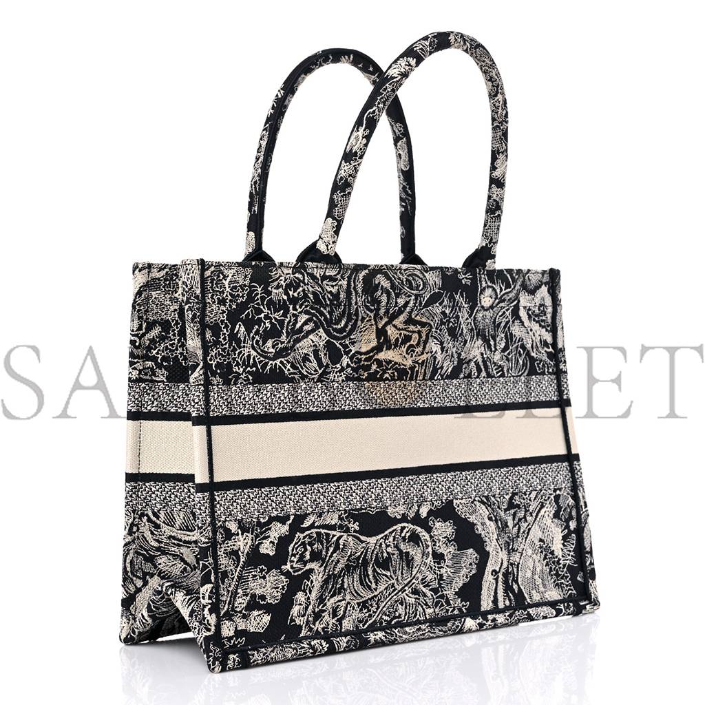 D*or canvas embroidered medium D*oriviera toile de jouy book tote blue (36*28*7.6cm)