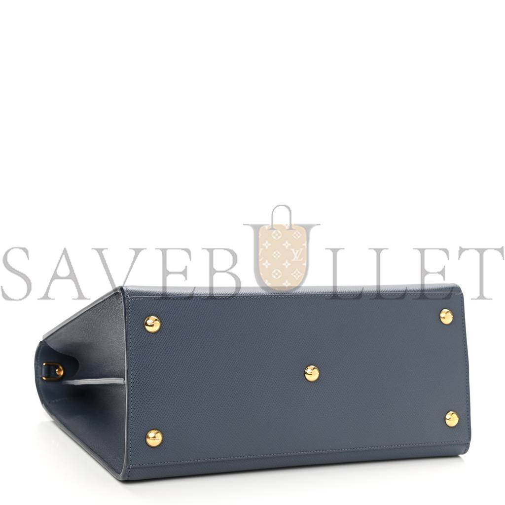 D*or grained calfskin large st. honore tote blue (30*21*12.1cm)