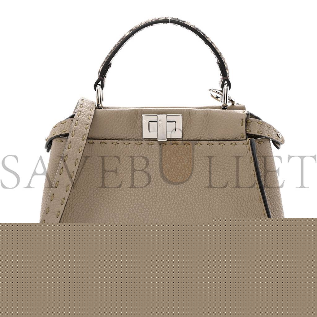 F**di cuoio romano python selleria mini peekaboo iconic satchel corda white (23*18*11cm)