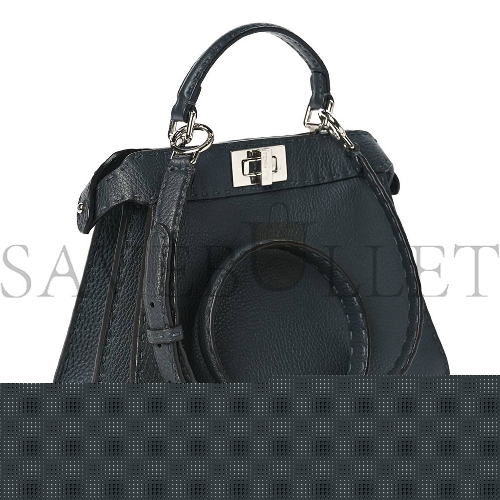 F**di cuoio romano selleria chamois small peekaboo i see u satchel asfalto camelia (27*20*11cm)