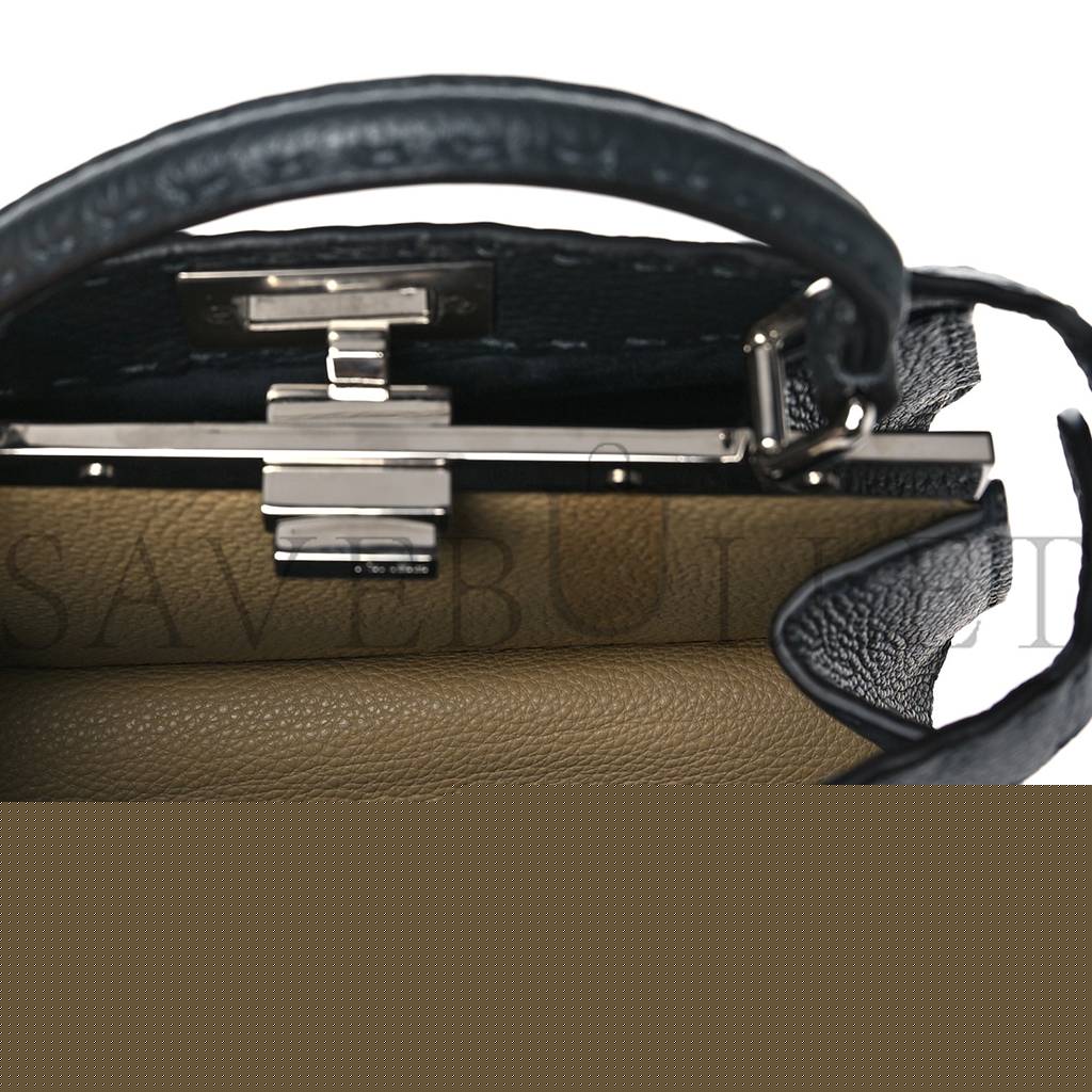 F**di cuoio romano selleria chamois small peekaboo i see u satchel asfalto camelia (27*20*11cm)