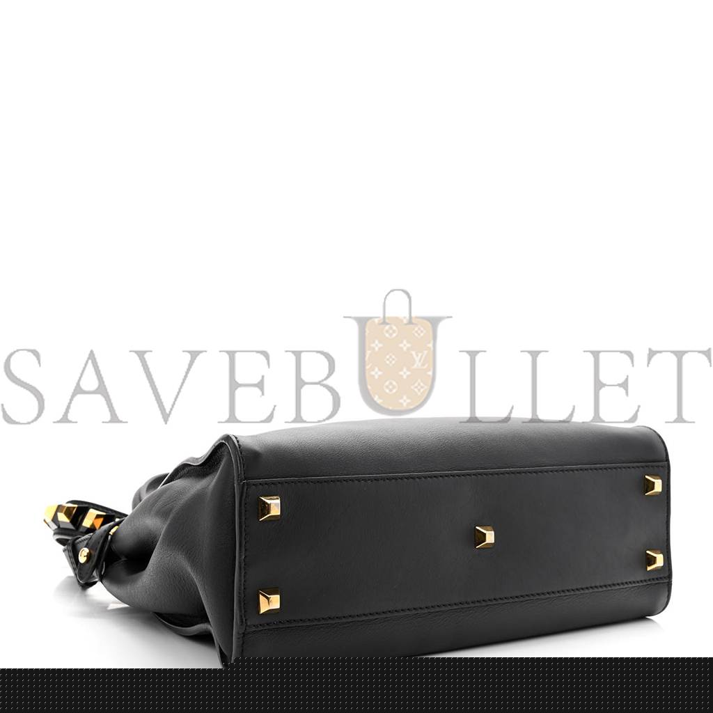 F**di calfskin studded medium peekaboo iconic satchel black (34*24*12cm)