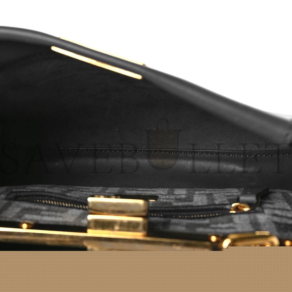 F**di vitello seta chenille ff mini peekaboo iconic satchel anthracite asfalto (23*17*11cm)