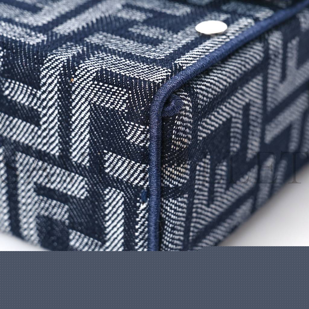 F**di fabric jacquard reactive jean denim vitello cover ff baguette soft trunk blue black (21*12*6cm)