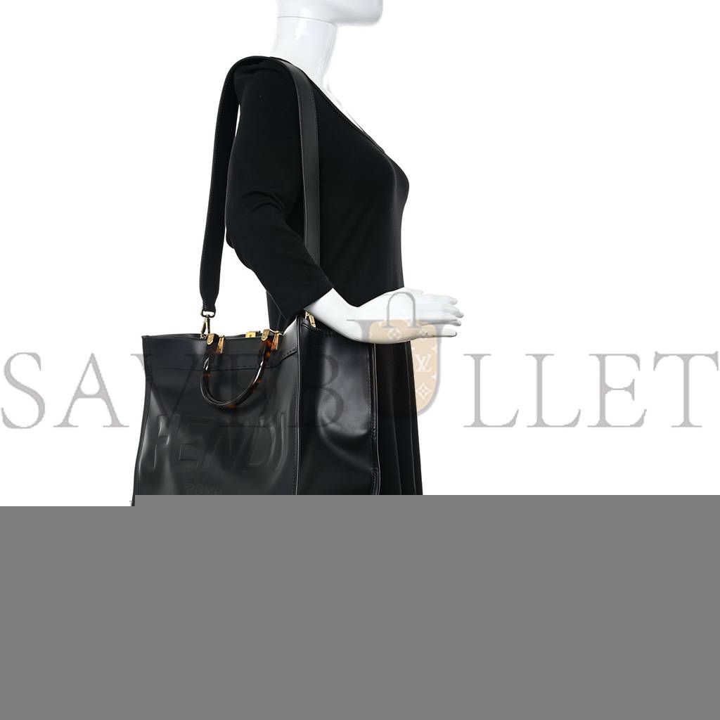 F**di vitello king plexiglass medium F**di sunshine shopper tote black (36*30*15cm)