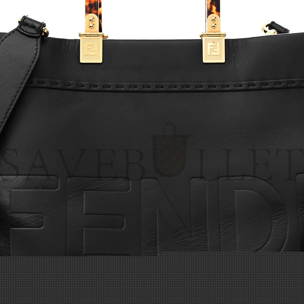 F**di vitello king plexiglass medium F**di sunshine shopper tote black (36*30*17cm)