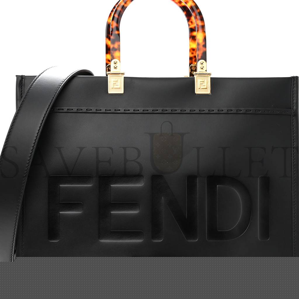 F**di vitello king plexiglass medium F**di sunshine shopper tote black (36*30*15cm)