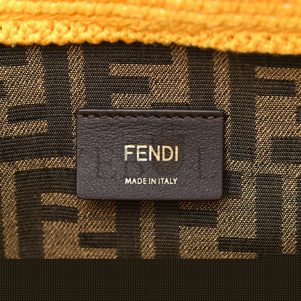 F**di crochet vitello king logo plexiglass medium F**di sunshine shopper tote mimosa panna (36*31*15cm)