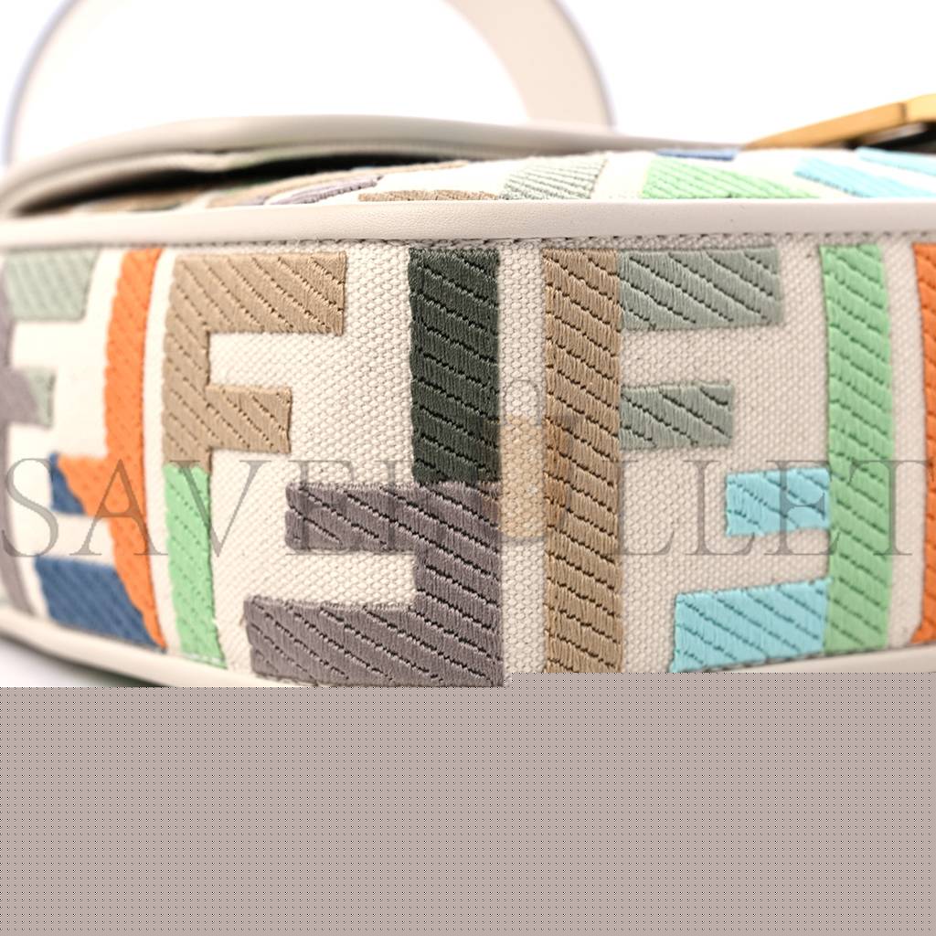 F**di kuban canvas vitello king ff embroidered baguette latte multicolor (27*13*6cm)