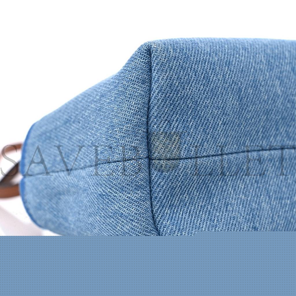 F**di denim vitello king plexiglass logo embroidered mini by the way top handle boston bag light blue (18*10*9cm)